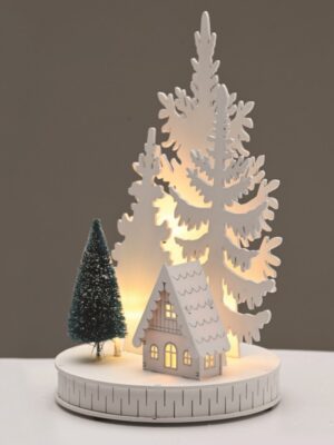 ΧΡΙΣΤΟΥΓΕΝΝΙΑΤΙΚΟ ΔΙΑΚΟΣΜΗΤΙΚΟ ΞΥΛΙΝΟ ΣΠΙΤΙ 5 LED ΘΕΡΜΟ ΛΕΥΚΟ ΜΕ ΜΠΑΤΑΤΑΡΙΕΣ 2ΧΑA IP20 148x148x250mm