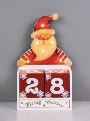 ΧΡΙΣΤΟΥΓΕΝΝΙΑΤΙΚΟ ΔΙΑΚΟΣΜΗΤΙΚΟ ΞΥΛΙΝΟ ΗΜΕΡΟΛΟΓΙΟ ΑΓΙΟΣ ΒΑΣΙΛΗΣ 6 MINI LED ΘΕΡΜΟ ΛΕΥΚΟ ΜΕ ΜΠΑΤΑΤΑΡΙΕΣ 2XAΑA IP20 125x670x205mm