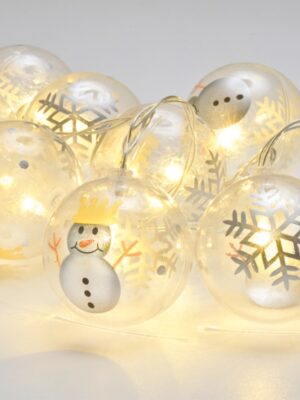 ΧΡΙΣΤΟΥΓΕΝΝΙΑΤΙΚΑ ΔΙΑΚΟΣΜΗΤΙΚΑ ΛΑΜΠΑΚΙΑ ΧΙΟΝΑΝΘΡΩΠΟΣ ΣΤΡΟΓΓΥΛΟ 10 LED ΣΕ ΣΕΙΡΑ ΘΕΡΜΟ ΛΕΥΚΟ ΜΠΑΤΑΡΙΕΣ 3xΑΑ ΜΕ ΚΑΛΩΔΙΟ ΔΙΑΦΑΝΟ 300mm IP20 1350mm