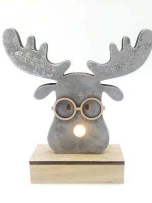 ΧΡΙΣΤΟΥΓΕΝΝΙΑΤΙΚΟ ΔΙΑΚΟΣΜΗΤΙΚΟ ΞΥΛΙΝΟ ΓΚΡΙ ΤΑΡΑΝΔΟΣ 1 MINI LED ΘΕΡΜΟ ΛΕΥΚΟ ΜΕ ΜΠΑΤΑΤΑΡΙΕΣ 2XAA IP20 180x45x160mm