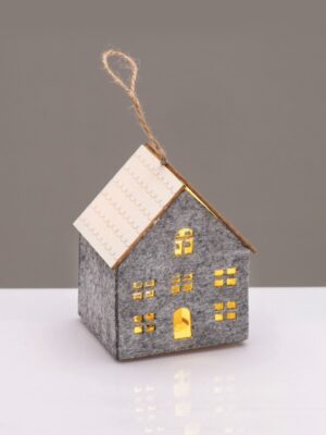 ΧΡΙΣΤΟΥΓΕΝΝΙΑΤΙΚΟ ΔΙΑΚΟΣΜΗΤΙΚΟ ΞΥΛΙΝΟ ΣΠΙΤΑΚΙ ΜΕ ΤΣΟΧΑ ΓΚΡΙ 1 MINI LED ΘΕΡΜΟ ΛΕΥΚΟ ΜΕ ΜΠΑΤΑΤΑΡΙΕΣ 3XAG10 (ΣΥΜΠ) IP20 80x80x96mm