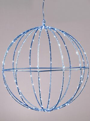 ΧΡΙΣΤΟΥΓΕΝΝΙΑΤΙΚΗ ΦΩΤΙΖΩΜΕΝΗ ΜΠΑΛΑ ΑΣΗΜΙ 144 MINI LED ΣΕ ΣΕΙΡΑ ΘΕΡΜΟ ΛΕΥΚΟ ΜΠΛΕ ΑΝΤΑΠΤΟΡΑ 4.5VDC ΜΕ ΧΡΥΣΟ ΚΑΛΩΔΙΟ ΧΑΛΚΟΥ 3m IP44 D300mm