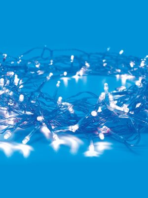 ΛΑΜΠΑΚΙΑ 20 LED ΣΕ ΣΕΙΡΑ ΣΤΑΘΕΡΑ ΜΠΛΕ ΜΠΑΤΑΡΙΕΣ 2xΑΑ ΜΕ ΚΑΛΩΔΙΟ ΔΙΑΦΑΝΟ 30m IP20 1900mm