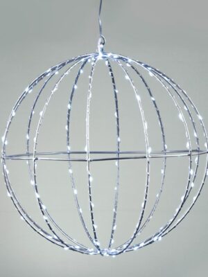 ΧΡΙΣΤΟΥΓΕΝΝΙΑΤΙΚΗ ΦΩΤΙΖΩΜΕΝΗ ΜΠΑΛΑ ΑΣΗΜΙ 240 MINI LED ΣΕ ΣΕΙΡΑ ΨΥΧΡΟ ΛΕΥΚΟ ΑΝΤΑΠΤΟΡΑ 4.5VDC ΜΕ ΑΣΗΜΙ ΚΑΛΩΔΙΟ ΧΑΛΚΟΥ 3m IP44 D400mm