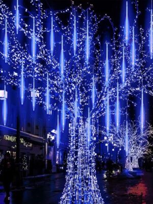 ΧΡΙΣΤΟΥΓΕΝΝΙΑΤΙΚΑ ΛΑΜΠΑΚΙΑ ΜΕΤΕΩΡΙΤΗΣ 240 LED CW 30LX8DROPS ΑΝΤΑΠΤΟΡΑΣ 5V ΜΕ ΔΙΑΦΑΝΟ ΚΑΛΩΔΙΟ 7.4m+5m & ΔΥΝΑΤΟΤΗΤΑ ΕΠΕΚΤΑΣΗΣ ΜΑΧ 2 IP44 500mm