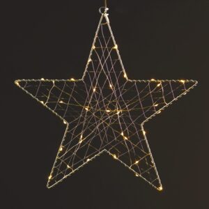 ΚΡΕΜΑΣΤΟ ΜΕ ΜΕΤΑΛΛΙΚΑ ΜΟΤΙΒΑ ΑΣΤΕΡΙ 40 ΜINI LED ΣΕ ΣΕΙΡΑ ΘΕΡΜΟ ΜΕ ΚΑΛΩΔΙΟ ΧΑΛΚΟΥ & ΑΝΤΑΠΤΡΟΡΑ 3V DC