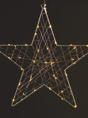 ΚΡΕΜΑΣΤΟ ΜΕ ΜΕΤΑΛΛΙΚΑ ΜΟΤΙΒΑ ΑΣΤΕΡΙ 40 ΜINI LED ΣΕ ΣΕΙΡΑ ΘΕΡΜΟ ΜΕ ΚΑΛΩΔΙΟ ΧΑΛΚΟΥ & ΑΝΤΑΠΤΡΟΡΑ 3V DC