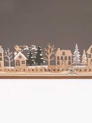 ΧΡΙΣΤΟΥΓΕΝΝΙΑΤΙΚΟ ΔΙΑΚΟΣΜΗΤΙΚΟ ΞΥΛΙΝΟ ΣΠΙΤΙ & ΔΕΝΤΡΑ ΜΟΤΙΦ 330*50*100mm