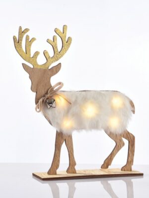 ΧΡΙΣΤΟΥΓΕΝΝΙΑΤΙΚΟΣ ΔΙΑΚΟΣΜΗΤΙΚΟΣ ΞΥΛΙΝΟΣ ΤΑΡΑΝΔΟΣ ΛΕΥΚΟΣ 5 MINI LED ΘΕΡΜΟ ΛΕΥΚΟ ΜΕ ΜΠΑΤΑΤΑΡΙΕΣ 2xAΑA IP20 260x50x250mm