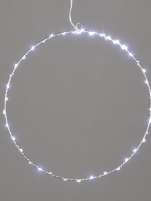 ΧΡΙΣΤΟΥΓΕΝΝΙΑΤΙΚΟ ΦΩΤΙΖΩΜΕΝΟ ΣΤΕΦΑΝΙ ΚΥΚΛΟΣ ΑΣΗΜΙ 65 MINI LED ΣΕ ΣΕΙΡΑ ΨΥΧΡΟ ΛΕΥΚΟ ΑΝΤΑΠΤΟΡΑ 3VDC ΜΕ ΑΣΗΜΙ ΚΑΛΩΔΙΟ ΧΑΛΚΟΥ 3m IP44 D500mm