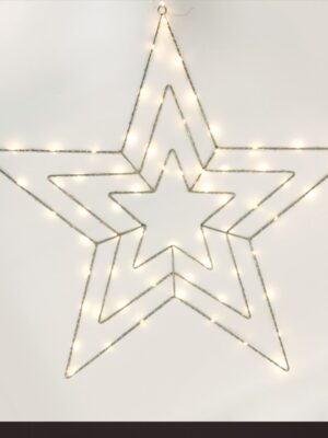 ΧΡΙΣΤΟΥΓΕΝΝΙΑΤΙΚΑ ΦΩΤΙΖΩΜΕΝΑ 3 ΑΣΤΕΡΙΑ ΑΣΗΜΙ 70 MINI LED ΣΕ ΣΕΙΡΑ ΘΕΡΜΟ ΛΕΥΚΟ ΑΝΤΑΠΤΟΡΑ 3.5VDC ΜΕ ΚΑΛΩΔΙΟ ΧΑΛΚΟΥ 3m IP44 655x655mm