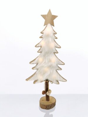 ΧΡΙΣΤΟΥΓΕΝΝΙΑΤΙΚΟ ΔΙΑΚΟΣΜΗΤΙΚΟ ΞΥΛΙΝΟ ΔΕΝΤΡΟ ΜΕ ΤΡΙΧΩΜΑ ΜΕ 10 MINI LED ΘΕΡΜΟ ΛΕΥΚΟ ΜΕ ΜΠΑΤΑΤΑΡΙΕΣ 2xAαA IP20 175x70x350mm