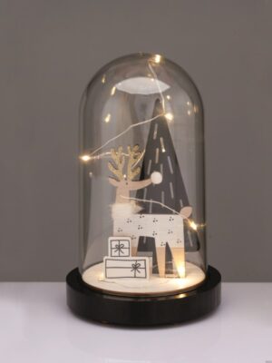 ΚΑΛΥΜΜΑ ΠΛΑΣΤΙΚΟ ΜΕ  ΔΕΝΤΡΟ & ΤΑΡΑΝΤΡΟ ΞΥΛΙΝΑ ΣΕ ΣΧΗΜΑ ΜΠΑΛΑΣ 8 MINI LED ΘΕΡΝΟ ΛΕΥΚΟ ΜΕ ΜΠΑΤΑΡΙΕΣ 2xAΑA (ΣΥΜΠ) IP44 110x190mm