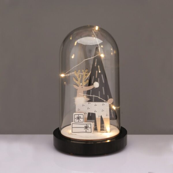 ΚΑΛΥΜΜΑ ΠΛΑΣΤΙΚΟ ΜΕ  ΔΕΝΤΡΟ & ΤΑΡΑΝΤΡΟ ΞΥΛΙΝΑ ΣΕ ΣΧΗΜΑ ΜΠΑΛΑΣ 8 MINI LED ΘΕΡΝΟ ΛΕΥΚΟ ΜΕ ΜΠΑΤΑΡΙΕΣ 2xAΑA (ΣΥΜΠ) IP44 110x190mm