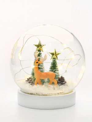 "ΤΑΡΑΝΔΟΣ ME ΧΙΟΝΙ & ΚΑΛΥΜΜΑ ΓΥΑΛΙΝΟ 10 MINI LED ΘΕΡΜΟ ΛΕΥΚΟ ΜΠΑΤΑΡIA 2XAAA IP20