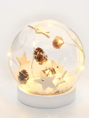 "ΑΣΤΕΡΙ ME ΧΙΟΝΙ & ΚΑΛΥΜΜΑ ΓΥΑΛΙΝΟ 10 MINI LED ΘΕΡΜΟ ΛΕΥΚΟ ΜΠΑΤΑΡIA 2XAAA IP20