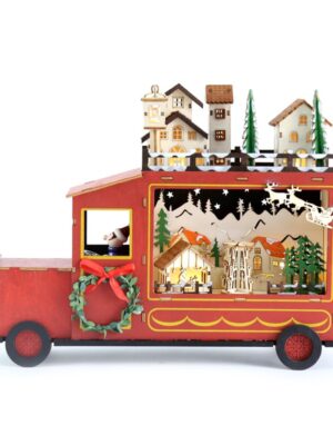 ΧΡΙΣΤΟΥΓΕΝΝΙΑΤΙΚΟ ΔΙΑΚΟΣΜΗΤΙΚΟ ΞΥΛΙΝΟ ΑΥΤΟΚΙΝΗΤΟ ΚΟΚΚΙΝΟ 10 LED ΘΕΡΜΟ ΛΕΥΚΟ ΜΕ ΜΠΑΤΑΤΑΡΙΕΣ 3xAA IP20 310x90x240mm