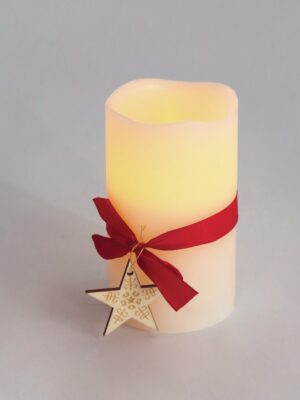 ΚΕΡΙ ΜΕ ΚΟΚΚΙΝΟ ΦΙΟΝΓΚΟ 1 LED ΘΕΡΝΟ ΛΕΥΚΟ ΜΕ ΜΠΑΤΑΡΙΕΣ 2xAA IP20 Φ75x125mm