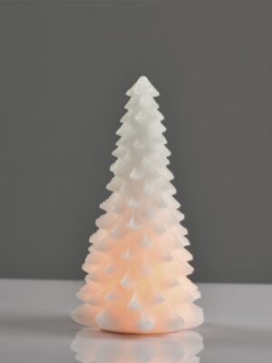 ΚΕΡΙ ΜΕ ΧΡΙΣΤΟΥΓΕΝΝΙΑΤΙΚΟ ΔΕΝΤΡΟ 1 LED ΘΕΡΝΟ ΛΕΥΚΟ ΜΕ ΜΠΑΤΑΡΙΕΣ 3xAΑA IP20 Φ135x235mm