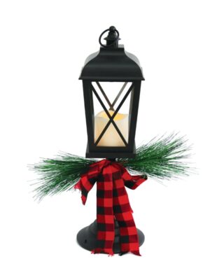 ΚΕΡΙ ΜΕ ΧΡΙΣΤΟΥΓΕΝΝΙΑΤΙΚΟ ΦΑΝΑΡΙ & ΚΟΚΚΙΝΟ ΦΙΟΓΚΟ ΠΛΑΣΤΙΚΟ 1 LED ΘΕΡΝΟ ΛΕΥΚΟ ΜΕ ΜΠΑΤΑΡΙΕΣ 3xAΑA IP44 145x145x540mm