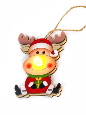 ΧΡΙΣΤΟΥΓΕΝΝΙΑΤΙΚΟ ΔΙΑΚΟΣΜΗΤΙΚΟ ΞΥΛΙΝΟ ΚΡΕΜΑΣΤΟ ΕΛΑΦΙ 1 LED ΘΕΡΜΟ ΛΕΥΚΟ ΜΕ ΜΠΑΤΑΤΑΡΙΕΣ 1xCR2032 IP20 70Χ230x10mm