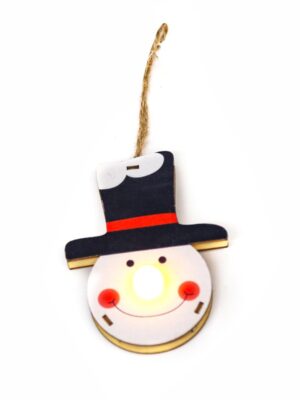 ΧΡΙΣΤΟΥΓΕΝΝΙΑΤΙΚΟΣ ΔΙΑΚΟΣΜΗΤΙΚΟΣ ΞΥΛΙΝΟΣ ΚΡΕΜΑΣΤΟΣ ΧΙΟΝΑΝΘΡΩΠΟΣ 1 LED ΘΕΡΜΟ ΛΕΥΚΟ ΜΕ ΜΠΑΤΑΤΑΡΙΕΣ 1xCR2032 IP20 70Χ230x10mm