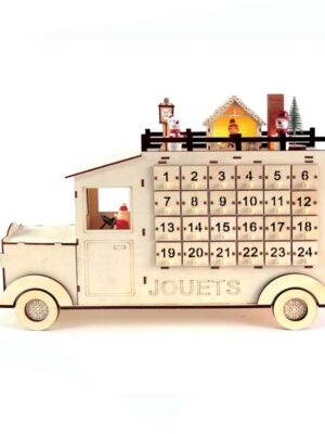 ΧΡΙΣΤΟΥΓΕΝΝΙΑΤΙΚΟ ΔΙΑΚΟΣΜΗΤΙΚΟ ΞΥΛΙΝΟ ΗΜΕΡΟΛΟΓΙΟ ΣΕ ΣΧΗΜΑ ΦΟΡΤΙΓΟΥ 15 LED ΘΕΡΜΟ ΛΕΥΚΟ ΜΕ ΜΠΑΤΑΤΑΡΙΕΣ 3xAA IP20 450x125x320mm