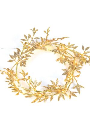 ΛΑΜΠΑΚΙΑ ΔΙΑΚΟΣΜΗΤΙΚΑ ΣΧΕΔΙΟ ΓΙΡΛΑΝΤΑ ΧΡΥΣΗ 20 MINI LED ΘΕΡΜΟ ΛΕΥΚΟ ΚΑΛΩΔΙΟ ΧΑΛΚΟΥ ΚΑΙ ΜΠΑΤΑΡΙΑ 2xAA IP20 1500x300mm