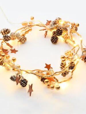 ΛΑΜΠΑΚΙΑ ΔΙΑΚΟΣΜΗΤΙΚΑ ΣΧΕΔΙΟ ΧΡΙΣΤΟΥΓΕΝΝΙΑΤΙΚΗ ΓΙΡΛΑΝΤΑ ΚΑΦΕ 20 MINI LED ΘΕΡΜΟ ΛΕΥΚΟ ΚΑΛΩΔΙΟ ΧΑΛΚΟΥ ΚΑΙ ΜΠΑΤΑΡΙΑ 2xAA IP20 1800x300mm