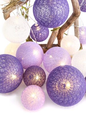 ΔΙΑΚΟΣΜΗΤΙΚΑ ΛΑΜΠΑΚΙΑ ΣΤΡΟΓΓΥΛΑ ΜΩΒ & ΑΣΠΡΑ 20 LED ΣΕ ΣΕΙΡΑ ΘΕΡΜΟ ΛΕΥΚΟ ΜΠΑΤΑΡΙΕΣ 3xΑΑ IP20