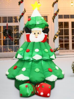 ΦΟΥΣΚΩΤΟ ΧΡΙΣΤΟΥΓΕΝΝΙΑΤΙΚΟ ΔΕΝΤΡΟ ΜΕ ΑΓΙΟ ΒΑΣΙΛΗ 20 LED CW ΣΤΑΘΕΡΟ ΜΕ ΚΑΛΩΔΙΟ 2M & ΑΝΤΑΠΤΟΡΑ 12V IP44 1200Χ1000Χ1800mm