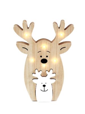 ΧΡΙΣΤΟΥΓΕΝΝΙΑΤΙΚΟ ΔΙΑΚΟΣΜΗΤΙΚΟ ΞΥΛΙΝΟ ΜΕ ΜΙΚΡΟ & ΜΕΓΑΛΟ ΤΑΡΑΝΔΟ 6 LED ΘΕΡΜΟ ΛΕΥΚΟ ΜΕ ΜΠΑΤΑΤΑΡΙΕΣ 2XAΑA IP20 180x24x250mm