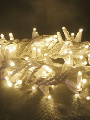 ΛΑΜΠΑΚΙΑ 100 LED ΣΕ ΣΕΙΡΑ ΘΕΡΜΟ ΛΕΥΚΟ ΚΑΟΥΤΣΟΥΚ ΑΝΑ 10mm ΑΝΤΑΠΤΟΡΑ 31VDC ΜΕ ΔΥΝΑΤΟΤΗΤΑ ΕΠΕΚΤΑΣΗΣ MAX 20 ΣΕΤ & ΚΑΛΩΔΙΟ ΠΡΑΣΙΝΟ 1.5m IP44