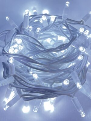 ΛΑΜΠΑΚΙΑ 100 LED ΣΕ ΣΕΙΡΑ ΨΥΧΡΟ ΛΕΥΚΟ ΚΑΟΥΤΣΟΥΚ ΑΝΑ 10mm ΑΝΤΑΠΤΟΡΑ 31VDC ΜΕ ΔΥΝΑΤΟΤΗΤΑ ΕΠΕΚΤΑΣΗΣ MAX 20 ΣΕΤ & ΚΑΛΩΔΙΟ ΠΡΑΣΙΝΟ 1.5m IP44