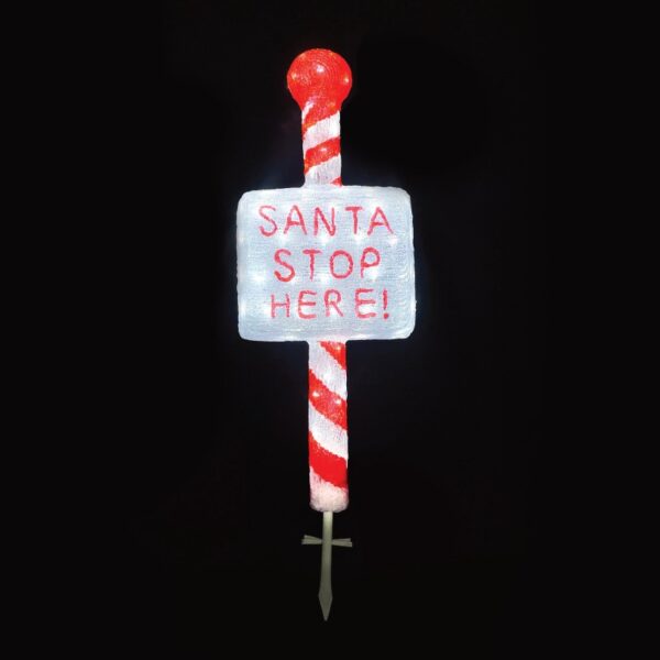 ΧΡΙΣΤΟΥΓΕΝΝΙΑΤΙΚΗ ΕΠΙΓΡΑΦΉ ''SANTA STOP HERE'' 3D 120 LED ΛΕΥΚΗ ΑΚΡΥΛΙΚΗ ΜΕ ΚΑΛΩΔΙΟ 300mm IP44 350x130x100mm