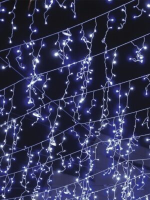 ΧΡΙΣΤΟΥΓΕΝΝΙΑΤΙΚΑ ΛΑΜΠΑΚΙΑ ΒΡΟΧΗ 144 LED FLASH  ΨΥΧΡΟ ΛΕΥΚΟ ΣΤΑΘΕΡΑ ΚΑΛΩΔΙΟ ΔΙΑΦΑΝΟ ΜΕ ΑΝΤΑΠΤΟΡΑ 31VDC  IP44 3000x600mm