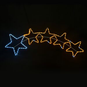 5 ΑΣΤΕΡΙΑ ΜΟΝΟΚΑΝΑΛΟΣ ΦΩΤΟΣΩΛΗΝΑΣ 144 LED 6m ΛΕΥΚΟ & ΚΙΤΡΙΝΟ FLASH IP44 1500x500mm ΜΕ 1.5m ΚΑΛΩΔΙΟ