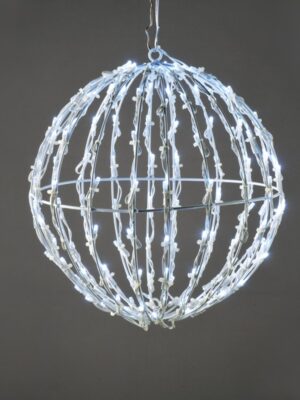 3D ΣΤΡΟΓΓΥΛΗ ΜΠΑΛΑ 150 LED ΣΕ ΣΕΙΡΑ ΣΤΑΘΕΡΑ ΨΥΧΡΟ ΛΕΥΚΟ ΑΝΤΑΠΤΟΡΑ 4.5VDC ΜΕ ΚΑΛΩΔΙΟ ΛΕΥΚΟ IP44 300X300x310mm