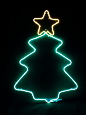 ΧΡΙΣΤΟΥΓΕΝΝΙΑΤΙΚΟ ΔΕΝΤΡΟ 200 LED NEON ΦΩΤΟΣΩΛΗΝΑ 2m SMD ΘΕΡΜΟ ΛΕΥΚΟ ΣΤΑΘΕΡΟ ΠΡΑΣΙΝΟ ΜΕ 1.5m ΚΑΛΩΔΙΟ IP44 385x540mm