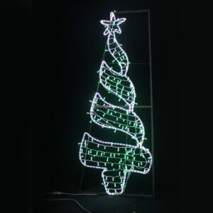 ΧΡΙΣΤΟΥΓΕΝΝΙΑΤΙΚΟ ΔΕΝΤΡΟ ΕΠΙΣΤΗΛΟ 270 LED ΨΥΧΡΟ ΛΕΥΚΟ ΜΟΝΟΚΑΝΑΛΟ 7.5m & 200 LED ΛΑΜΠΑΚΙΑ ΠΡΑΣΙΝΑ ΣΤΑΘΕΡΑ IP44 750xΥ2000mm