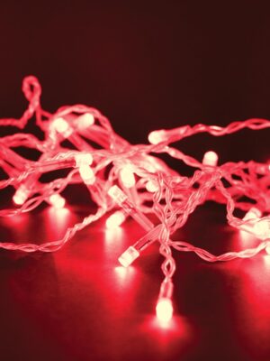 ΛΑΜΠΑΚΙΑ 300 LED ΣΕ ΣΕΙΡΑ ΚΟΚΚΙΝΑ ΚΑΟΥΤΣΟΥΚ ΑΝΤΑΠΤΟΡΑ 31VDC ΜΕ ΔΥΝΑΤΟΤΗΤΑ ΕΠΕΚΤΑΣΗΣ MAX 2 ΣΕΤ & ΚΑΛΩΔΙΟ ΔΙΑΦΑΝΟ 3m IP44 50mm