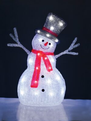 ΧΡΙΣΤΟΥΓΕΝΝΙΑΤΙΚΟΣ ΧΙΟΝΑΝΘΡΩΠΟΣ ΟΡΘΙΟΣ 3D 40 LED ΨΥxΡΟ ΛΕΥΚΟ ΑΚΡΥΛΙΚΗ ΜΕ ΚΑΛΩΔΙΟ 35mm IP44 310x220x450mm