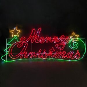 MERRY CHRISTMAS ΜΕ ΔΕΝΤΡΟ ΜΟΝΟΚΑΝΑΛΟΣ ΦΩΤΟΣΩΛΗΝΑΣ 576 LED 24m ΠΡΑΣΙΝΟ & KOKKINO FLASH IP65 2005x810mm ΜΕ 1.5m ΚΑΛΩΔΙΟ