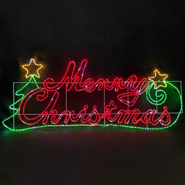 MERRY CHRISTMAS ΜΕ ΔΕΝΤΡΟ ΜΟΝΟΚΑΝΑΛΟΣ ΦΩΤΟΣΩΛΗΝΑΣ 576 LED 24m ΠΡΑΣΙΝΟ & KOKKINO FLASH IP65 2005x810mm ΜΕ 1.5m ΚΑΛΩΔΙΟ