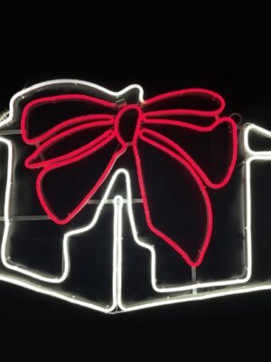 ΚΟΥΤΙ ΔΩΡΟ 700DOUBLE NEON LED ΜΟΤΙΦ ΛΕΥΚΟ & ΚΟΚΚΚΙΝΟ ΣΤΑΘEΡΟ 50m IP65 1.5m ΚΑΛΩΔΙΟ 8,5Μ