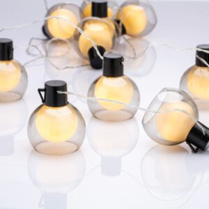 ΔΙΑΚΟΣΜΗΤΙΚΑ ΛΑΜΠΑΚΙΑ ΣΤΡΟΓΓΥΛΑ 10 LED ΣΕ ΣΕΙΡΑ SOLAR ΣΕ ΣΕΙΡΑ ΘΕΡΜΟ ΛΕΥΚΟ ΜΕ ΜΠΑΤΑΡΙΕΣ ΜΕ ΚΑΛΩΔΙΟ ΜΑΥΡΟ 1.35mm IP20 500mm