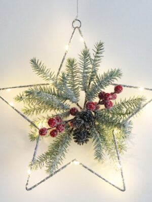 ΚΡΕΜΑΣΤΟ ΑΣΤΕΡΙ 15 MINI LED ΘΕΡΜΟ ΛΕΥΚΟ ΜΠΑΤΑΡΙΕΣ 3AA ΜΕ ΔΙΑΦΑΝΟ ΚΑΛΩΔΙΟ 300mm IP20 300X300mm