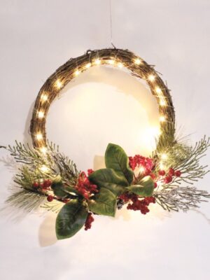 ΧΡΙΣΤΟΥΓΕΝΝΙΑΤΙΚΟ ΣΤΕΦΑΝΙ ΜΕ ΚΟΚΚΙΝΑ BERRIES 30 LED ΘΕΡΜΟ ΜΕ ΜΠΑΤΑΡΙΕΣ 3ΧΑΑ (ΔΕΝ ΣΥΜΠ) & ΚΑΛΩΔΙΟ IP20 300mm