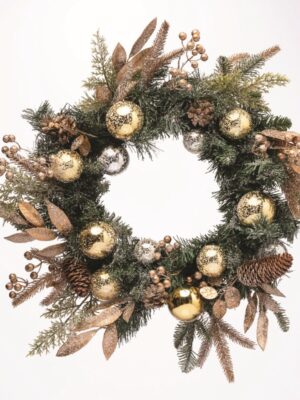 ΧΡΙΣΤΟΥΓΕΝΝΙΑΤΙΚΟ ΣΤΕΦΑΝΙ ΜΕ ΚΟΥΚΟΥΝΑΡΙΑ & ΣΤΟΛΙΔΙΑ 600mm