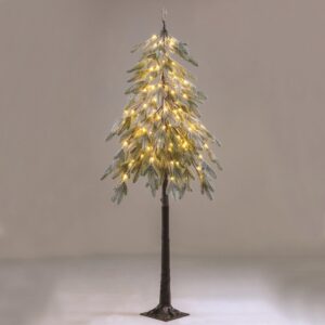 ΔΙΑΚΟΣΜΗΤΙΚΟ ΠΕΥΚΟΔΕΝΤΡΟ ΧΙΟΝΙΣΜΕΝΟ ΠΡΑΣΙΝΟ 120 LED ΘΕΡΜΟ ΛΕΥΚΟ ΜΕ ΚΑΛΩΔΙΟ 5Μ & ΑΝΤΑΠΤΟΡΑ 4,5V IP44 210Χ210Χ1800mm